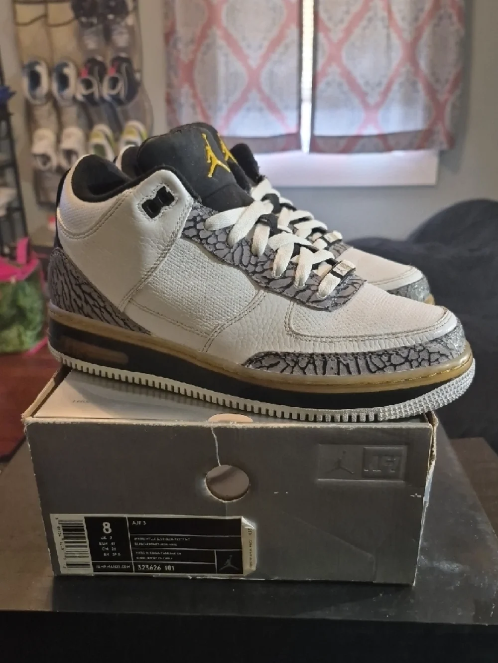 Air Jordan Fusion 3 (AJF 3) 'White Black Varsity Maze' (2008) M8/W9.5 EUC W/BOX